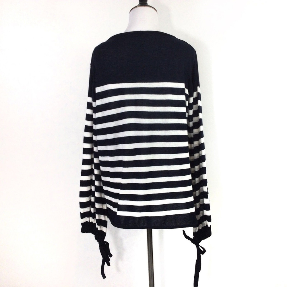 Zara Knit Striped Trumpet Tie Oversize Sweater - Picture 4 of 7